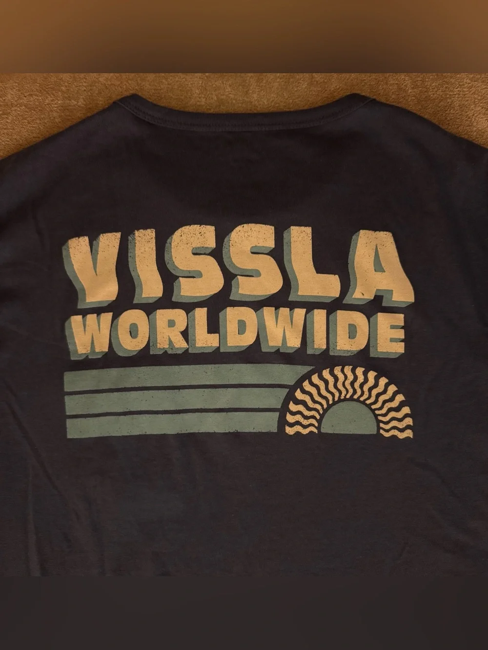Vissla Worldwide Men's Medium Navy Graphic T-Shirt Organic Cotton